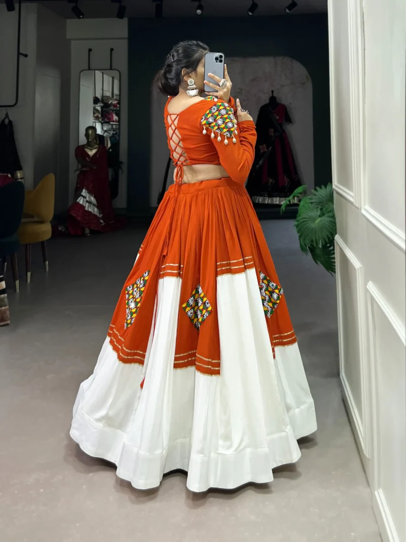 Pure Rayon Navratri Lehenga with Traditional Gamthi Patch Work Blouse back side look