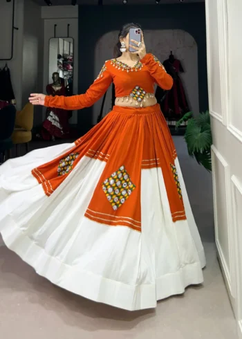 Pure Rayon Navratri Lehenga with Traditional Gamthi Patch Work Blouse flair