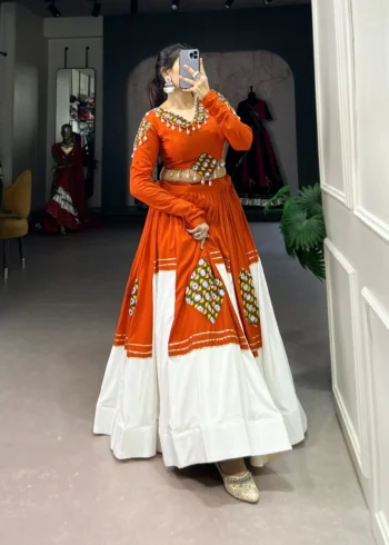 Pure Rayon Navratri Lehenga with Traditional Gamthi Patch Work Blouse full look