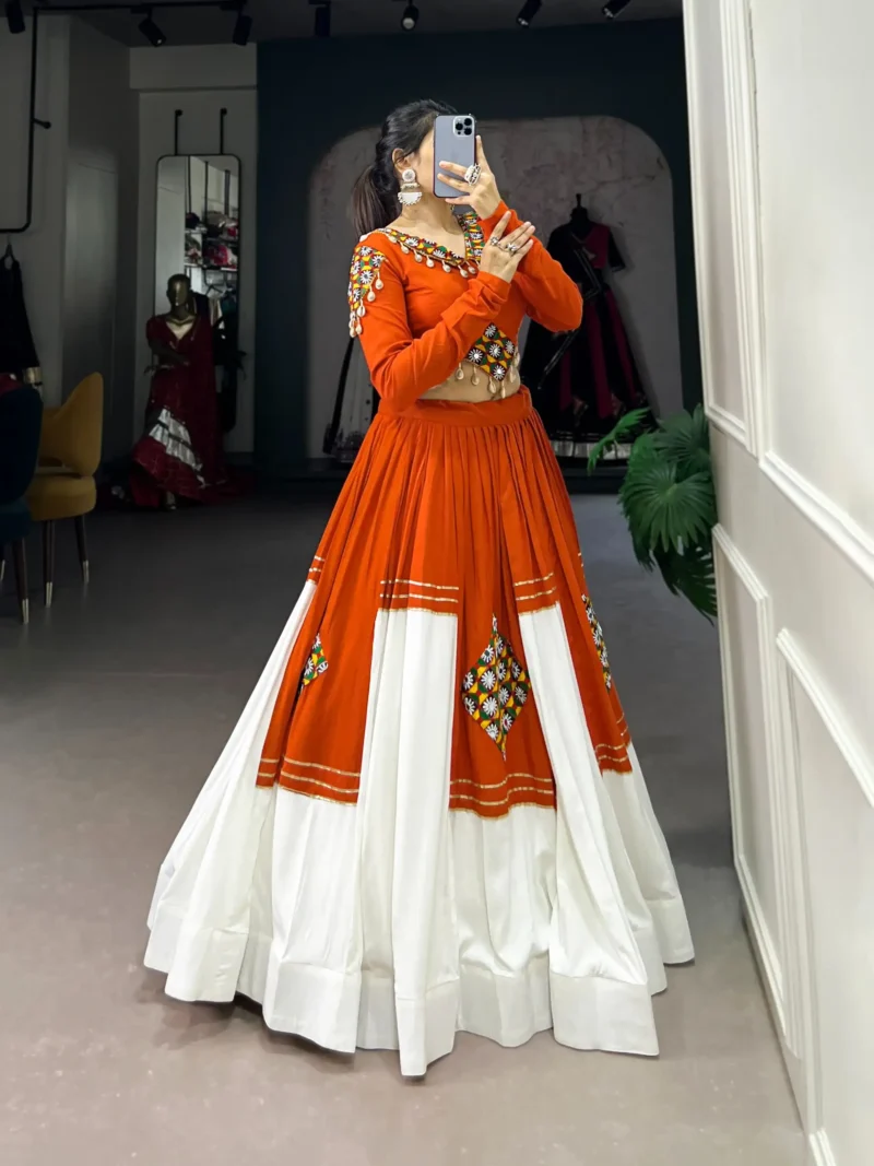 Pure Rayon Navratri Lehenga with Traditional Gamthi Patch Work Blouse side look