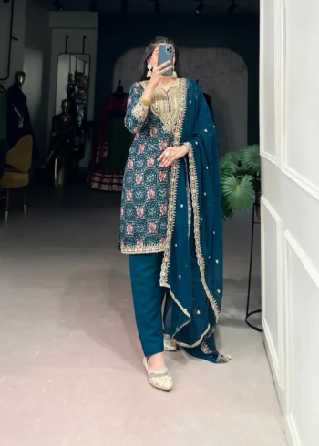 Pure Rayon Salwar Suit with Sequins Embroidery and Organza Dupatta front look