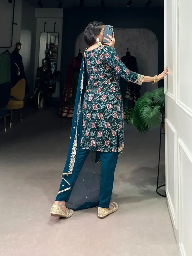 Pure Rayon Salwar Suit with Sequins Embroidery and Organza Dupatta back design