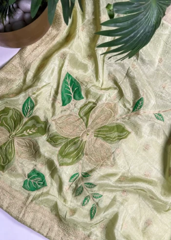 Pastel Green Pure Viscose Salwar Suit with Handwork close dupatta work