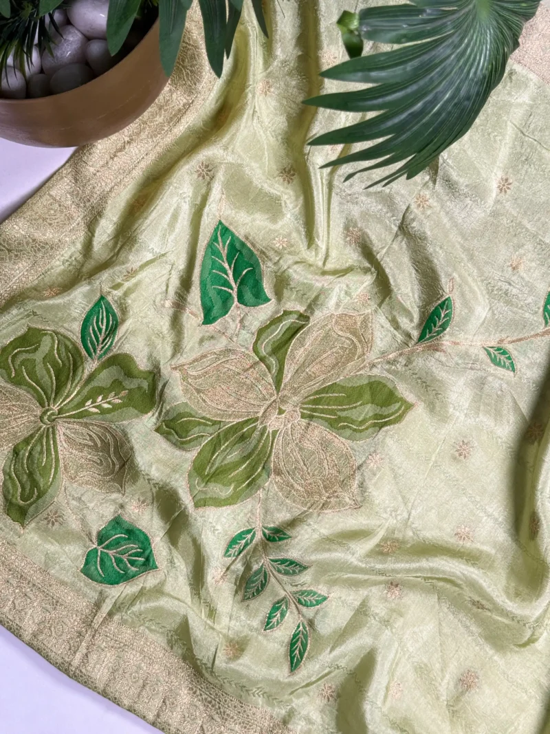 Pastel Green Pure Viscose Salwar Suit with Handwork close dupatta work