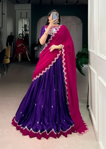 Purple Naysha Designer Lehenga Choli with Sequin and Thread Embroidery front look