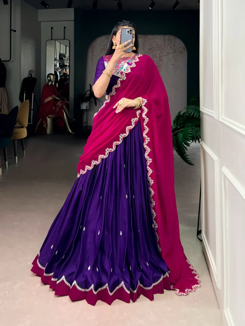 Purple Naysha Designer Lehenga Choli with Sequin and Thread Embroidery front look