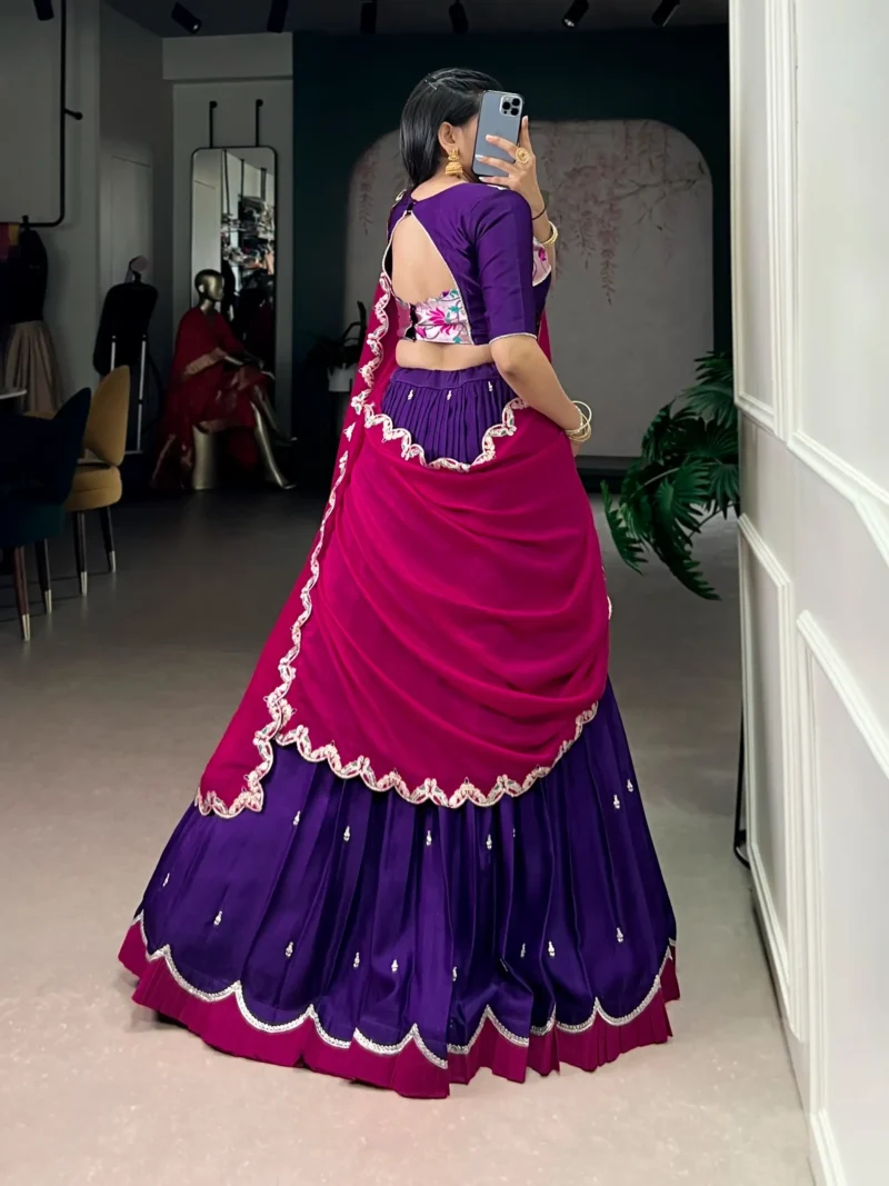 Purple Naysha Designer Lehenga Choli with Sequin and Thread Embroidery back side look