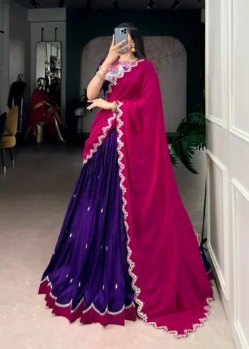 Purple Naysha Designer Lehenga Choli with Sequin and Thread Embroidery