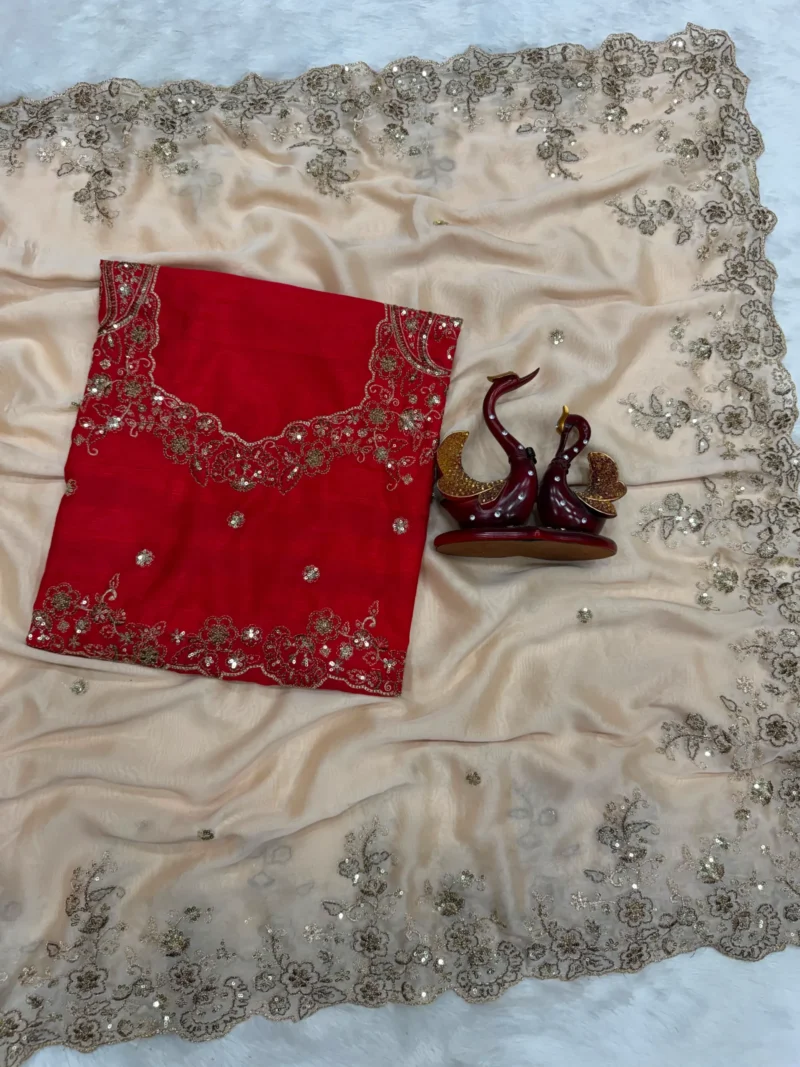 Rashmika Mandanna Inspired Bollywood Style Rangoli Silk Designer Saree close work