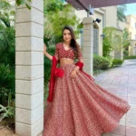 Red Zari Sequin Embroidered Designer Lehenga Choli Set