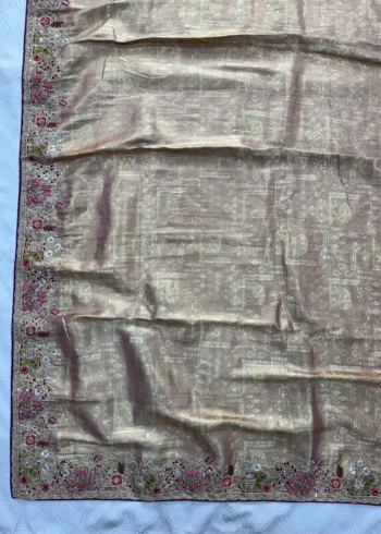 Peach Royal Hathi Pure Kanjivaram Silk Heavy Embroidered Bridal Saree Live image
