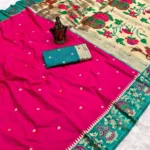 Pink Soft Silk Paithani Wedding Saree with Zari Butti