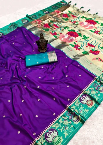 Purple Soft Silk Paithani Wedding Saree with Zari Butti