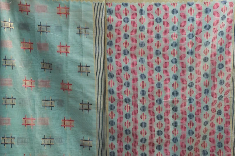 Sky Blue Soft Spun Cotton Saree with Jari Border & Jhallar pallu work
