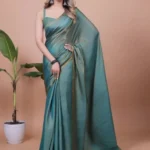 Rama Fendi Satin Silk Plain Saree for Party and Farewell Wear full front