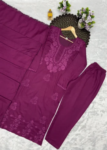Velvet Rayon Cotton Salwar Suit with Embroidered Kurta live image