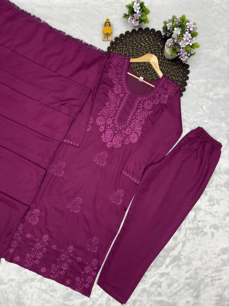 Velvet Rayon Cotton Salwar Suit with Embroidered Kurta live image