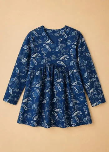 Women's Blue Cotton Printed Tunic Top live