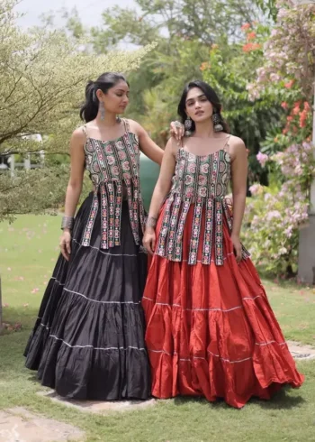 Maroon Colour Women's Kora Cotton Navratri Lehenga Choli