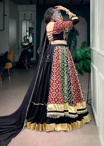 Buy Lehenga Designs For Girls 16 Multicolour Women's Rayon Navratri Chaniya Choli with Heritage Prints back design