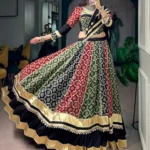 Multicolour Women's Rayon Navratri Chaniya Choli with Heritage Prints flair look