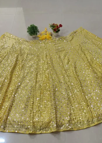 Yellow Zari Sequin Embroidered Haldi Lehenga Choli open image