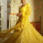 Yellow Zari Sequin Embroidered Haldi Lehenga Choli flair look