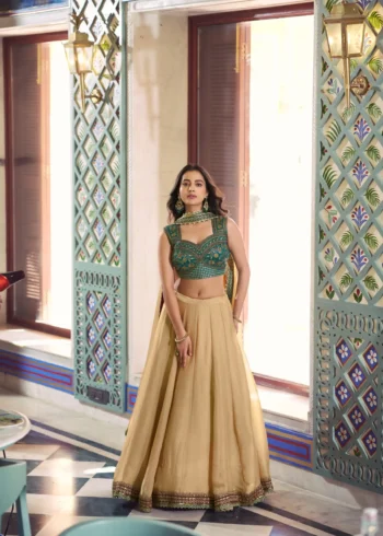Chiku Frendysilk wedding bridesmaid lehenga with lace detailing and embroidered blouse