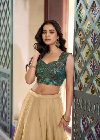Chiku Frendysilk wedding bridesmaid lehenga with lace detailing and embroidered blouse look