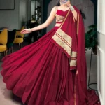 Maroon Mal Cotton Navratri chaniya choli with sequins and thread embroidery flair look