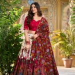 Off White colour Tussar Silk Kalamkari Print Pattu Half Saree Lehenga